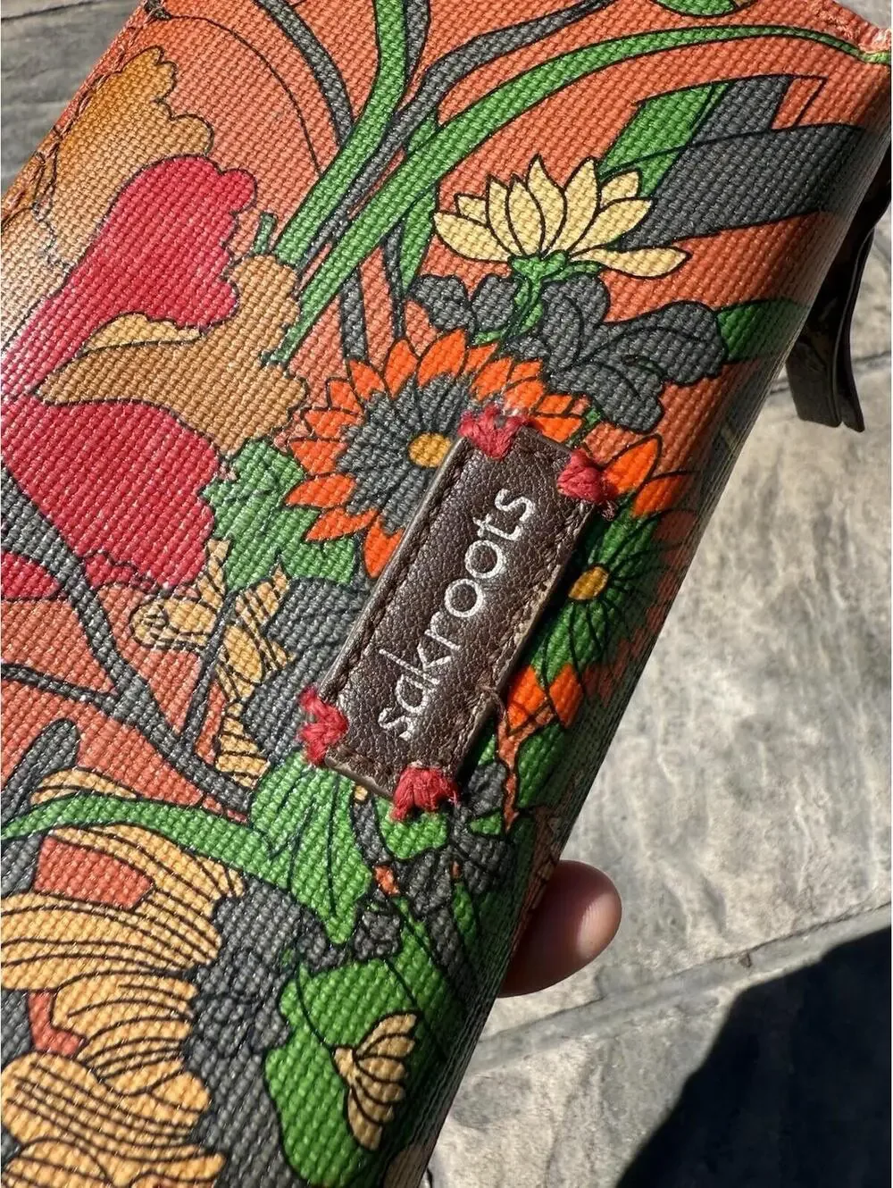 Sakroots Artist Colorful Zip Around Wallet Polyester Boho 8x4 Orange Floral CUTE